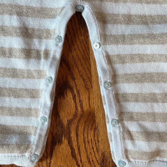 Janie & Jack Striped Coverall Romper NEW blue gray stripe henley - Picture 4 of 4